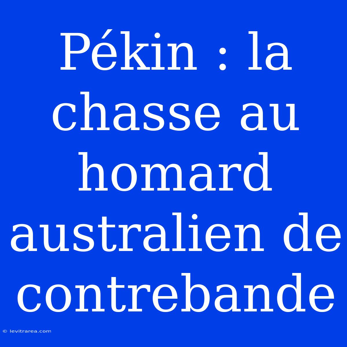 Pékin : La Chasse Au Homard Australien De Contrebande