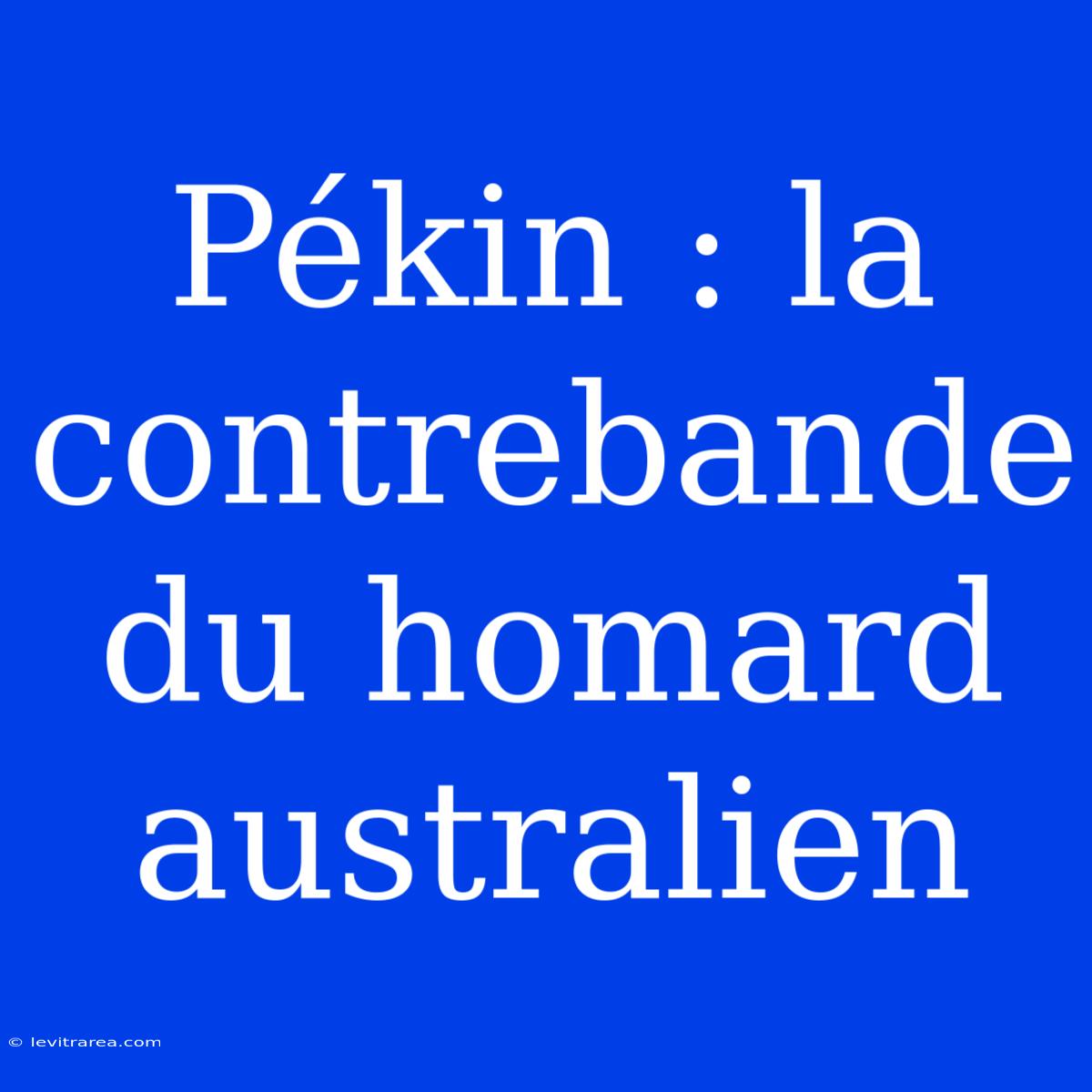 Pékin : La Contrebande Du Homard Australien 