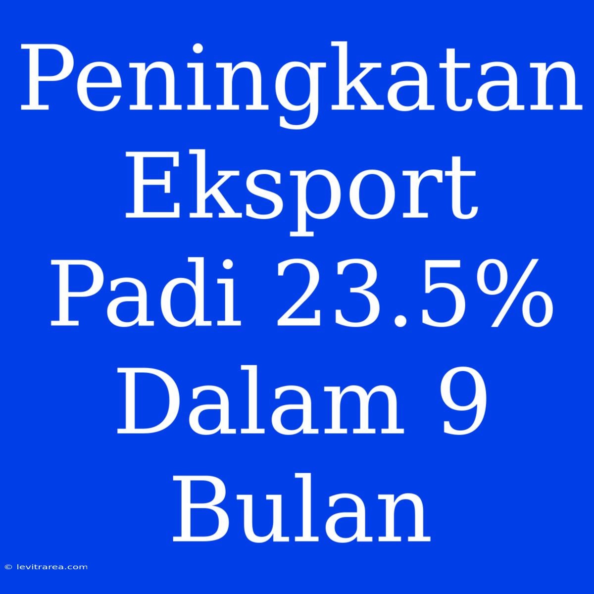 Peningkatan Eksport Padi 23.5% Dalam 9 Bulan