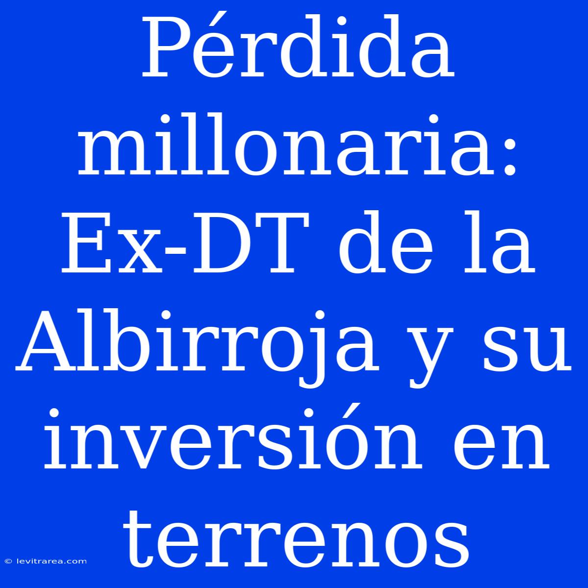 Pérdida Millonaria: Ex-DT De La Albirroja Y Su Inversión En Terrenos