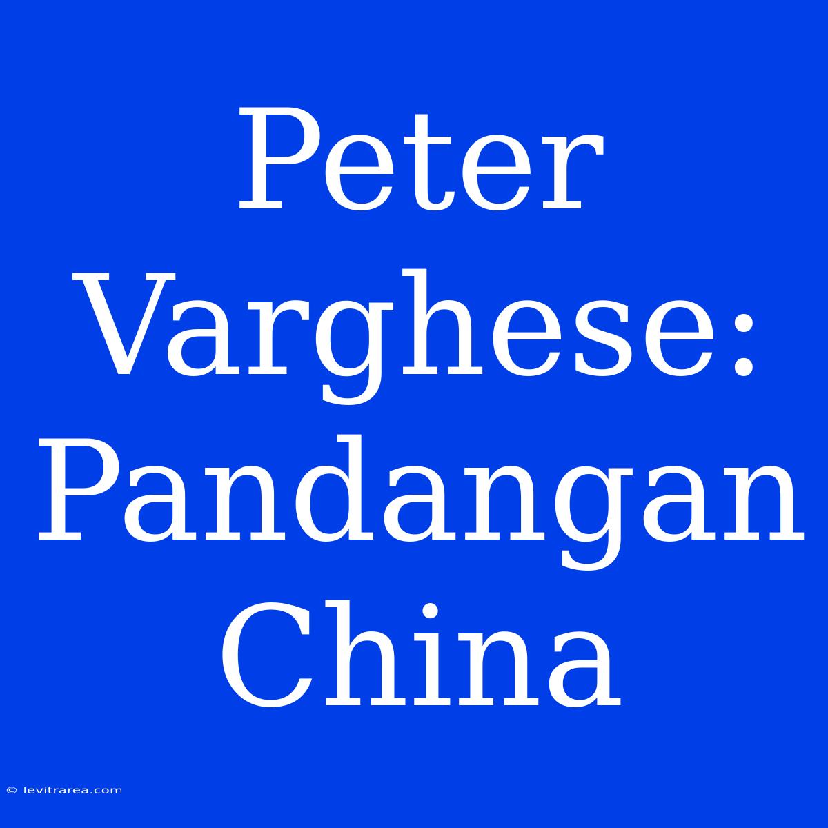 Peter Varghese: Pandangan China