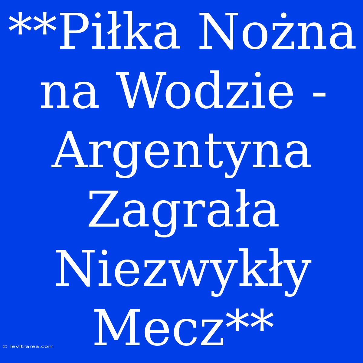 **Piłka Nożna Na Wodzie - Argentyna Zagrała Niezwykły Mecz**