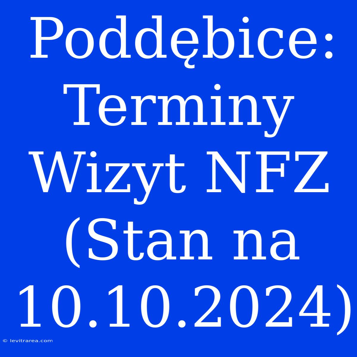 Poddębice: Terminy Wizyt NFZ (Stan Na 10.10.2024)