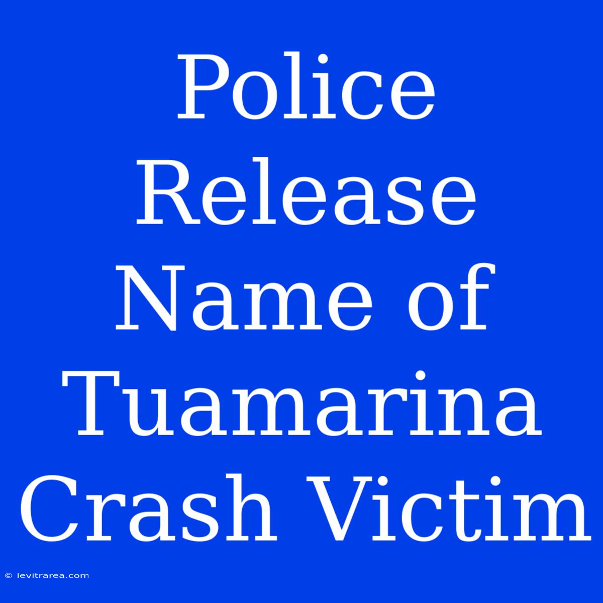 Police Release Name Of Tuamarina Crash Victim