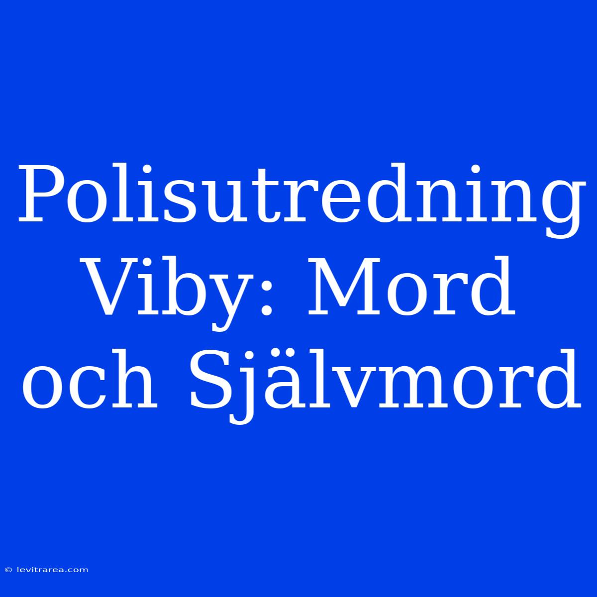 Polisutredning Viby: Mord Och Självmord