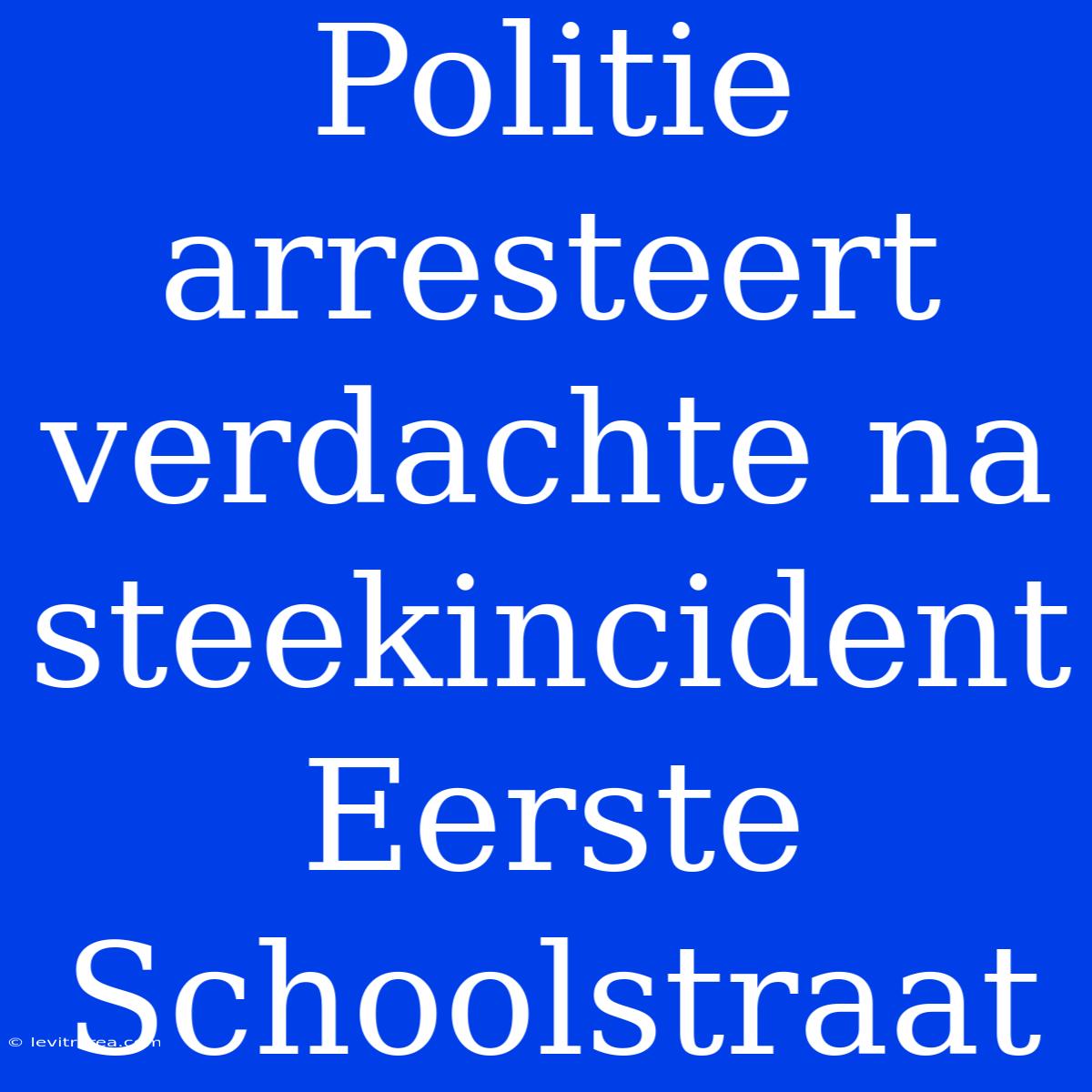 Politie Arresteert Verdachte Na Steekincident Eerste Schoolstraat