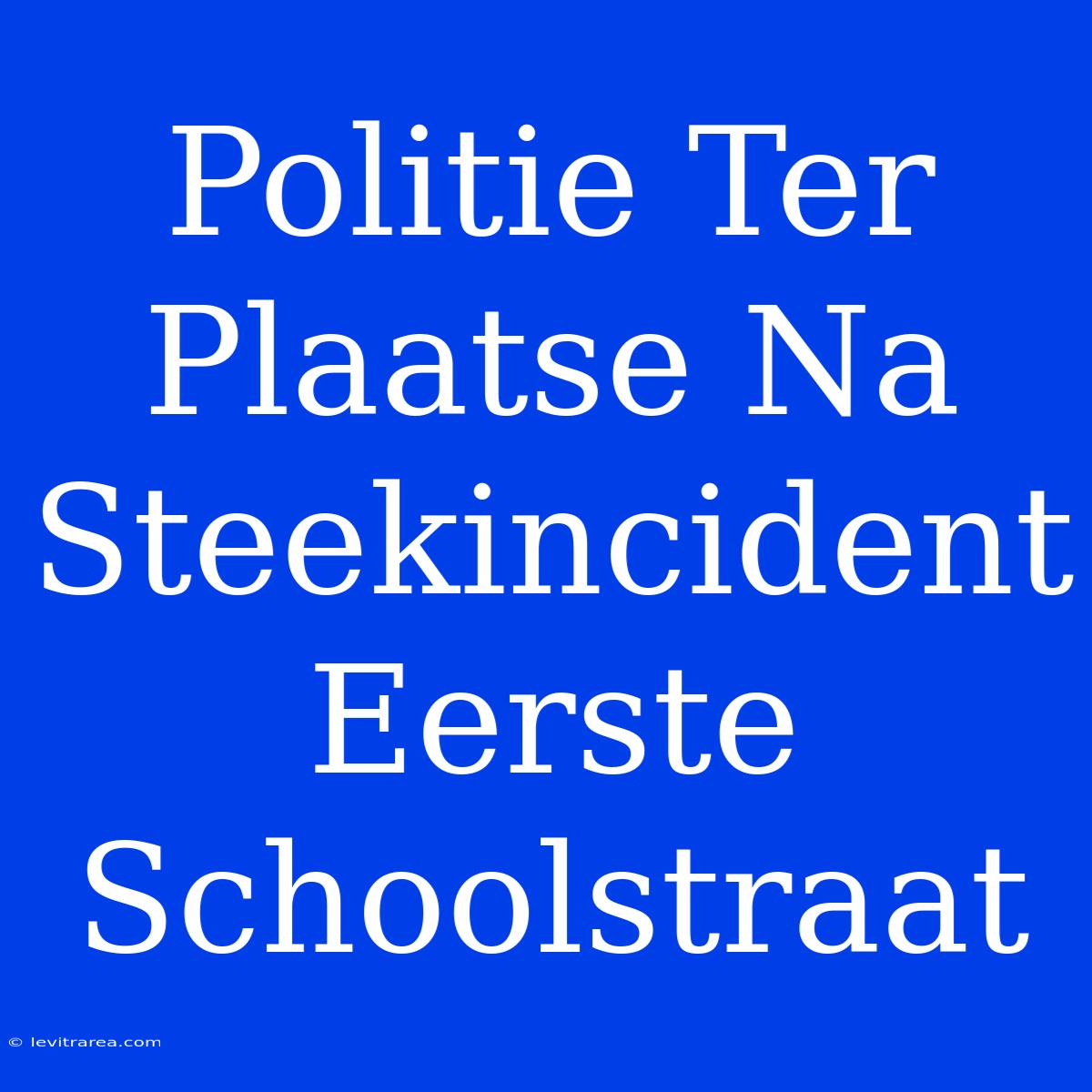 Politie Ter Plaatse Na Steekincident Eerste Schoolstraat