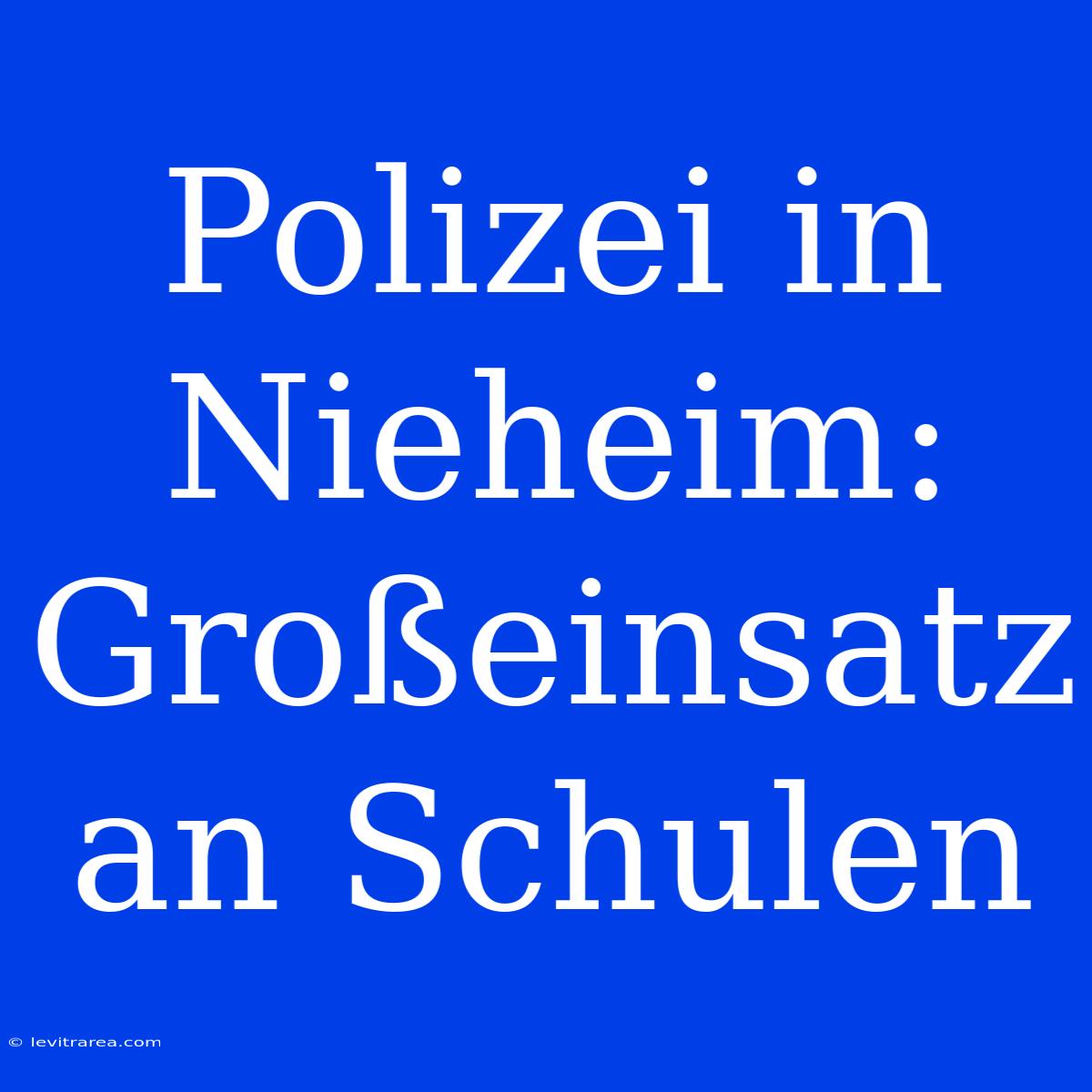 Polizei In Nieheim: Großeinsatz An Schulen