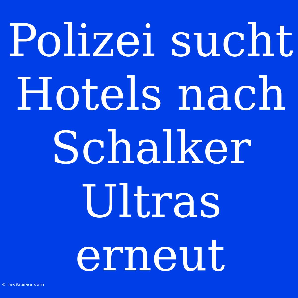 Polizei Sucht Hotels Nach Schalker Ultras Erneut