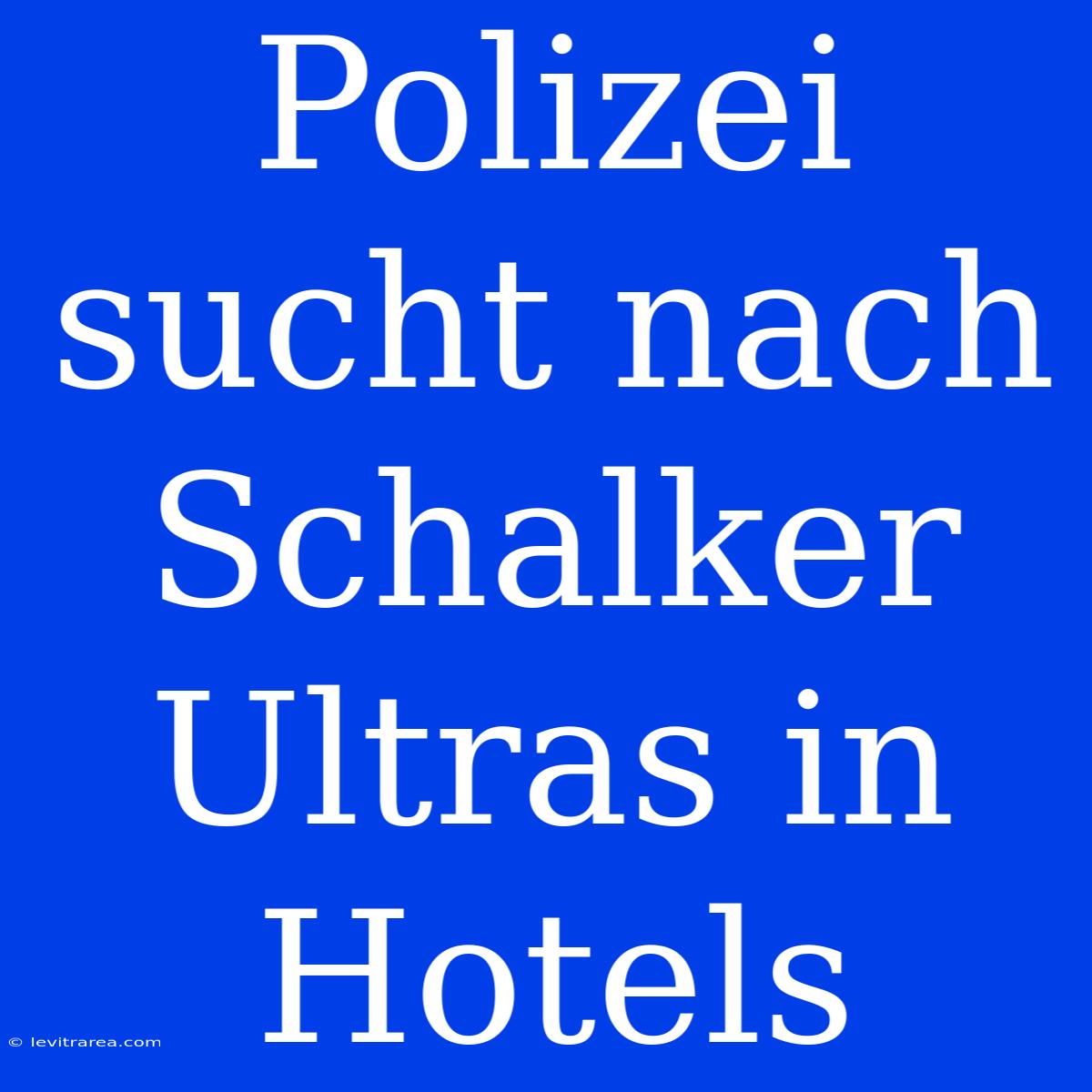 Polizei Sucht Nach Schalker Ultras In Hotels