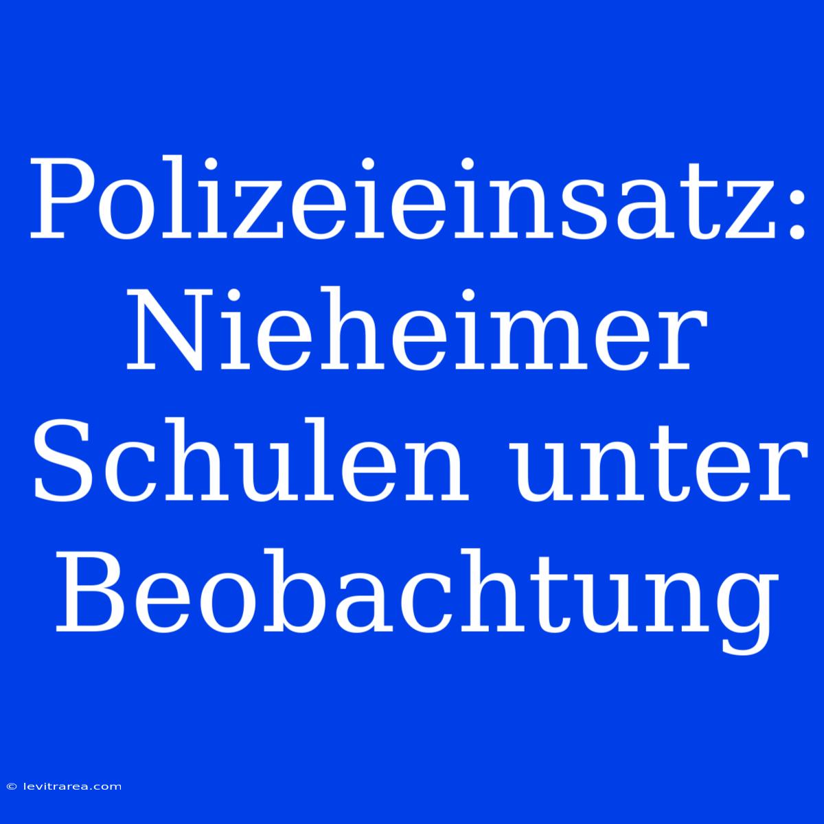 Polizeieinsatz: Nieheimer Schulen Unter Beobachtung