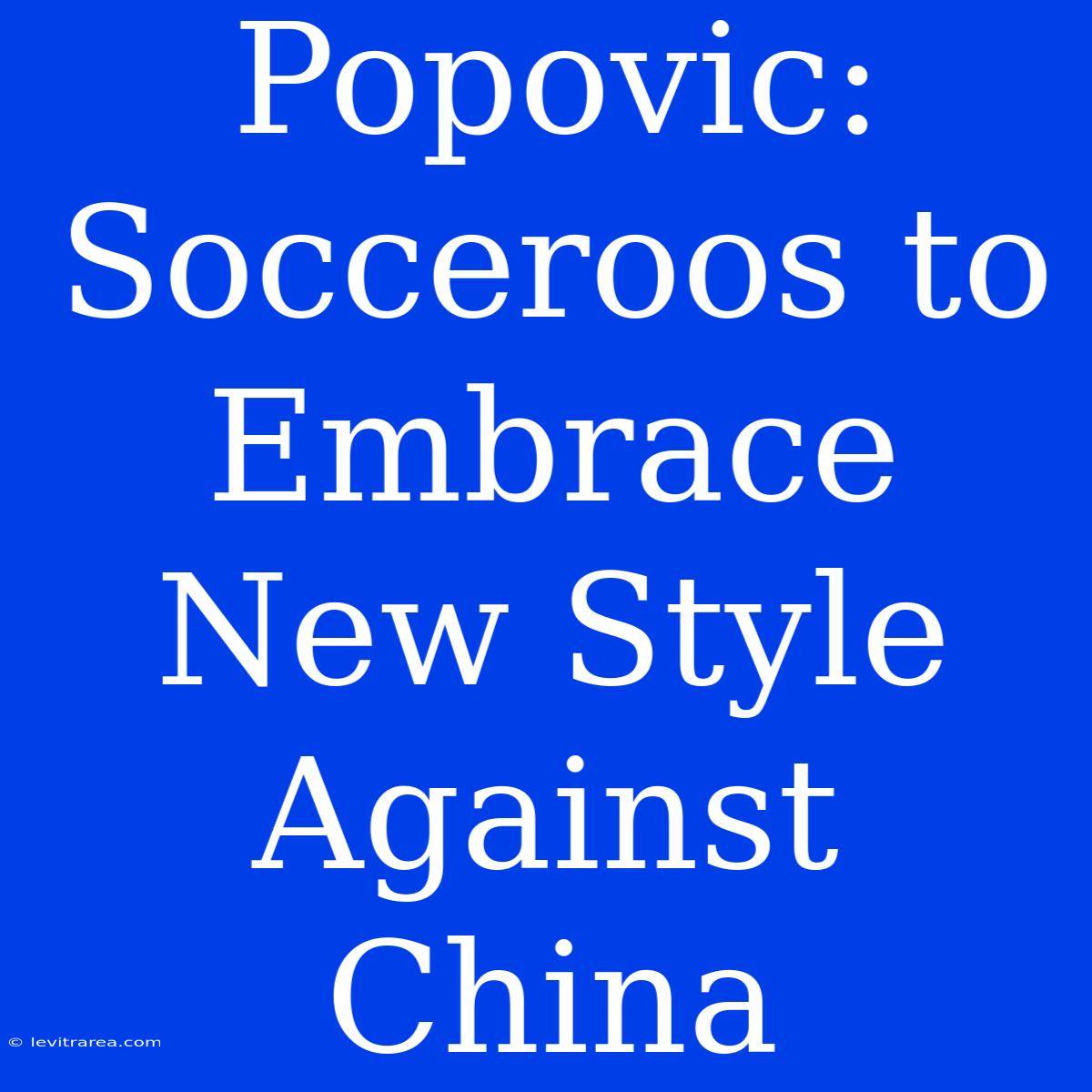 Popovic: Socceroos To Embrace New Style Against China