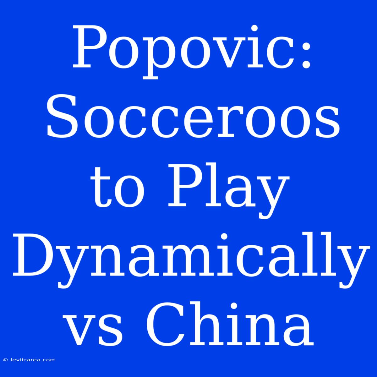 Popovic: Socceroos To Play Dynamically Vs China 