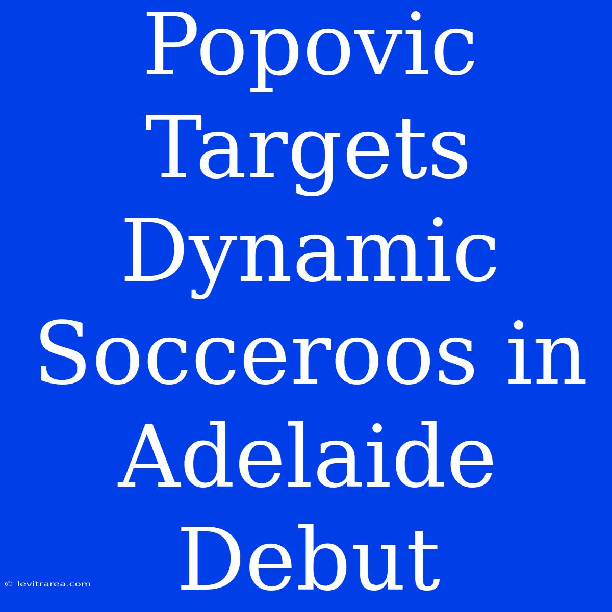 Popovic Targets Dynamic Socceroos In Adelaide Debut 