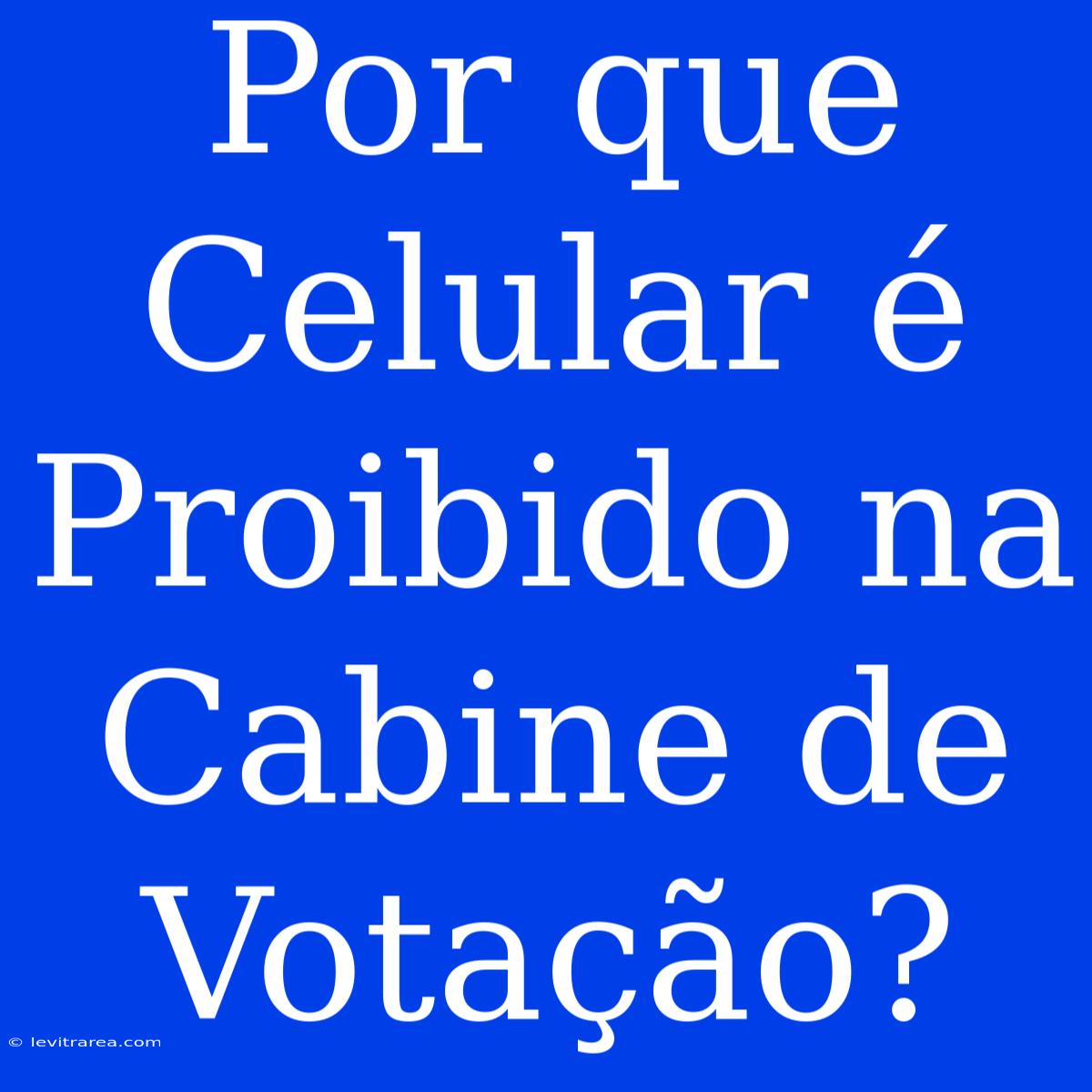 Por Que Celular É Proibido Na Cabine De Votação?