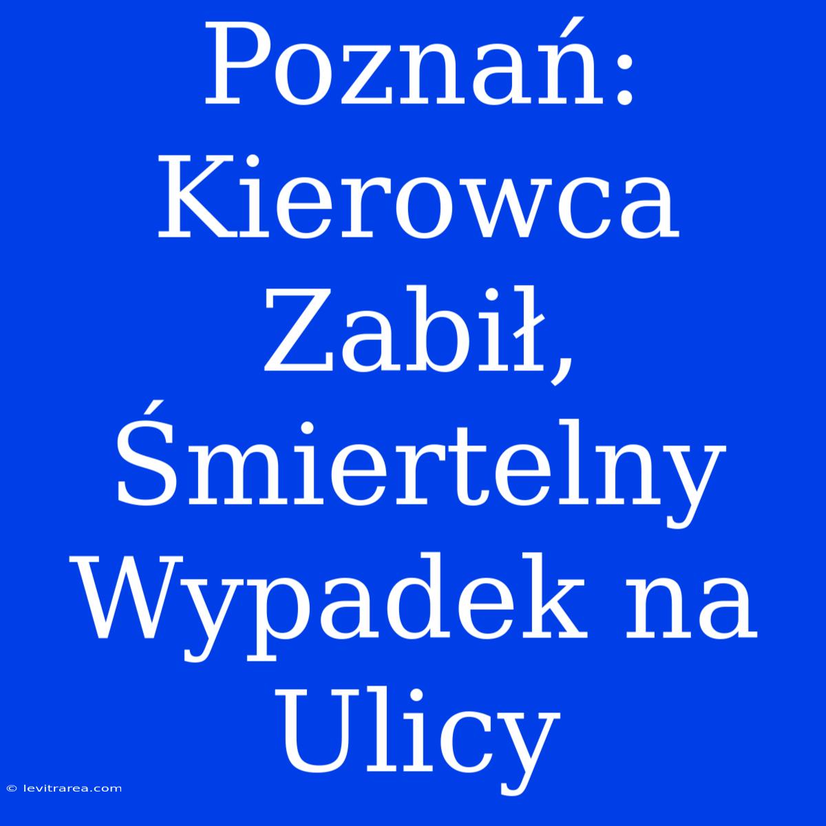 Poznań: Kierowca Zabił, Śmiertelny Wypadek Na Ulicy