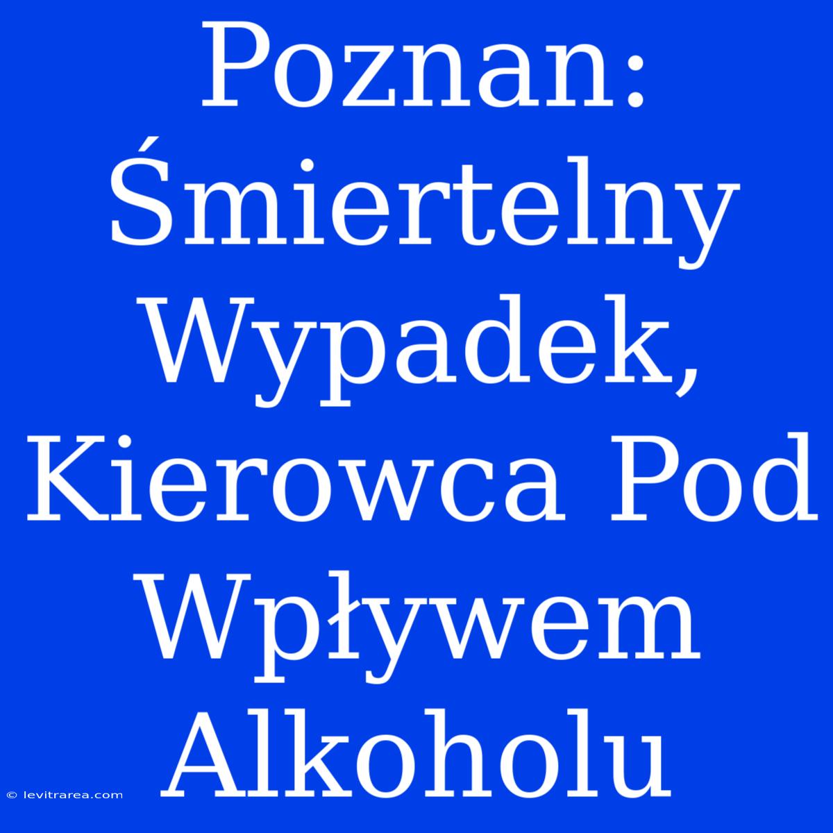 Poznan: Śmiertelny Wypadek, Kierowca Pod Wpływem Alkoholu