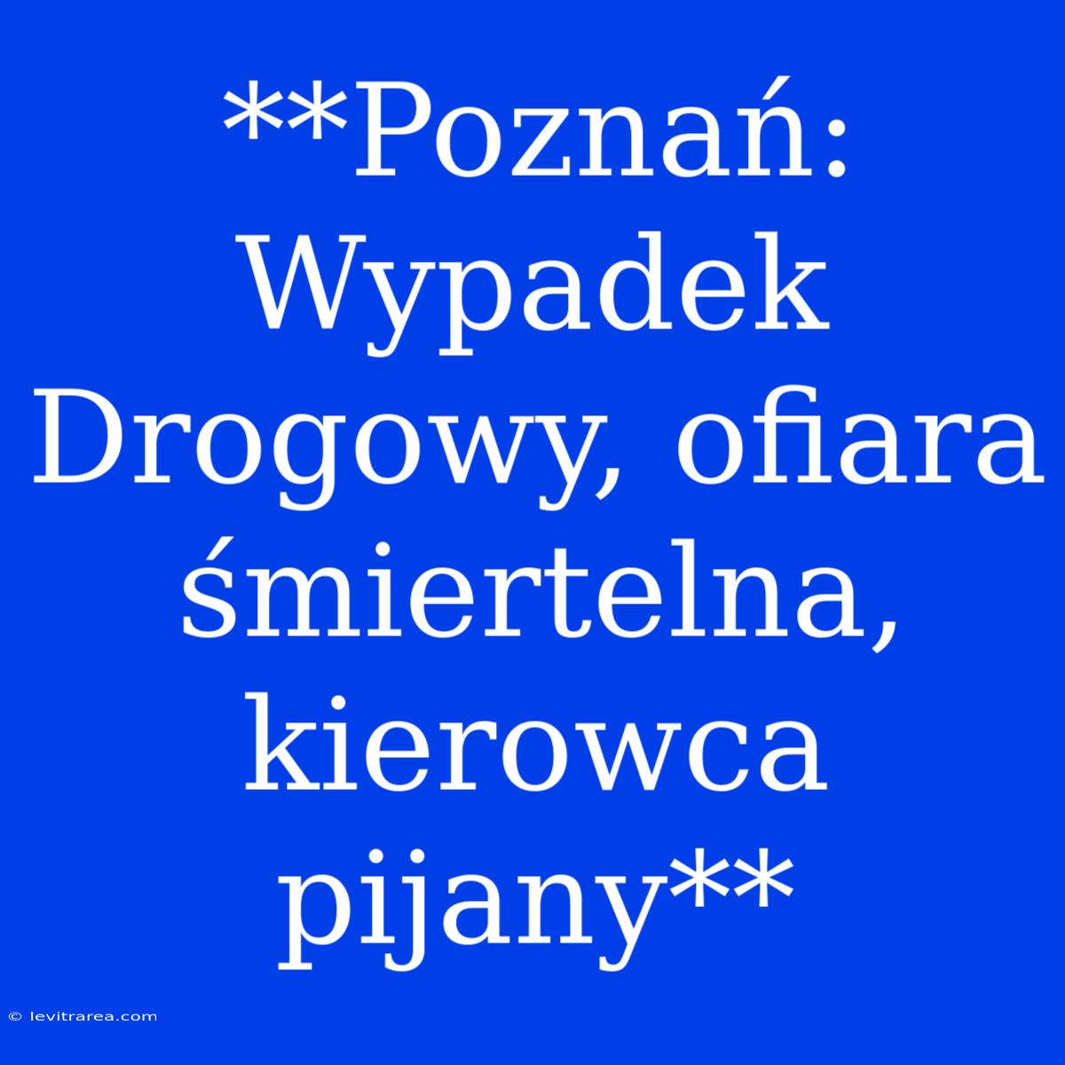 **Poznań: Wypadek Drogowy, Ofiara Śmiertelna, Kierowca Pijany**