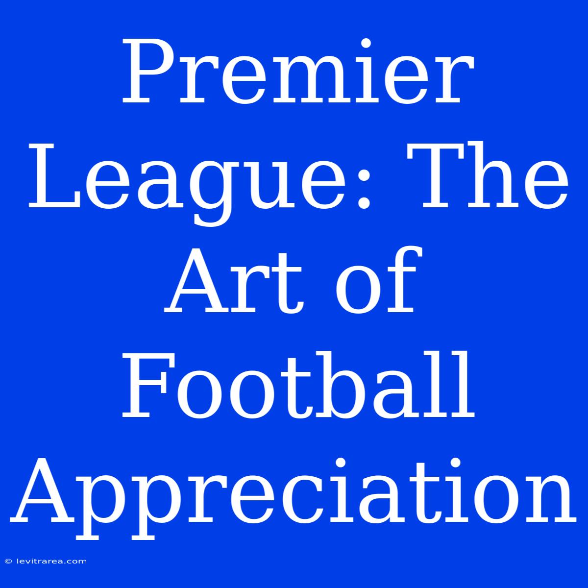 Premier League: The Art Of Football Appreciation