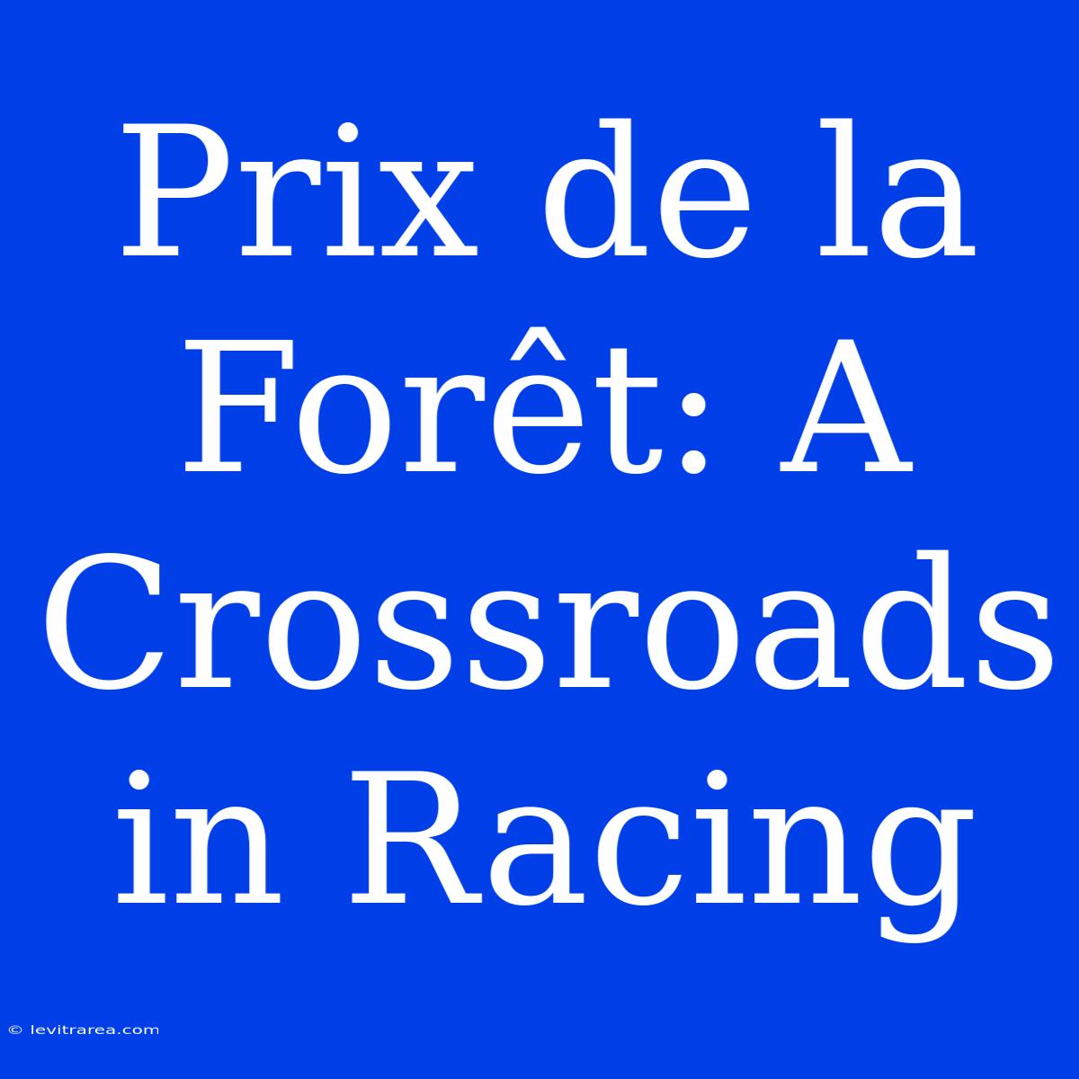 Prix De La Forêt: A Crossroads In Racing