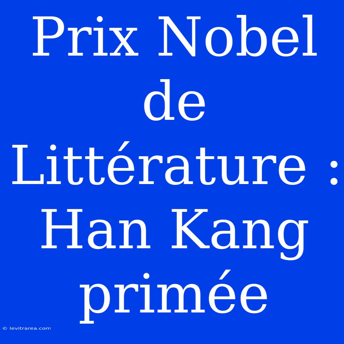 Prix Nobel De Littérature : Han Kang Primée