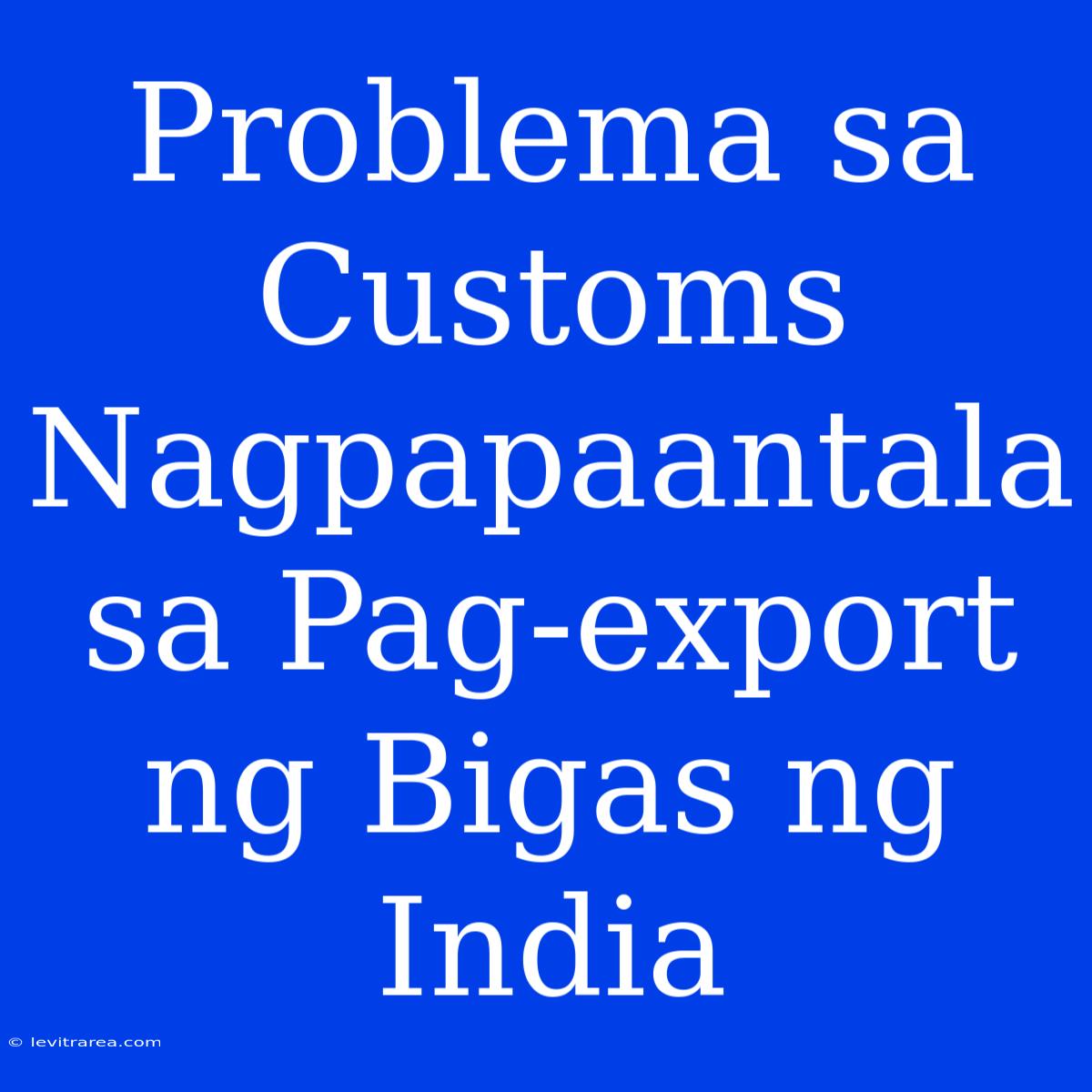 Problema Sa Customs Nagpapaantala Sa Pag-export Ng Bigas Ng India