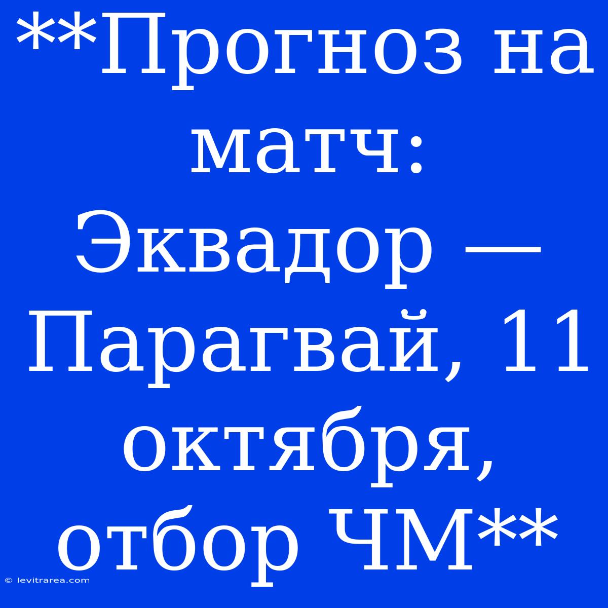 **Прогноз На Матч: Эквадор — Парагвай, 11 Октября, Отбор ЧМ**