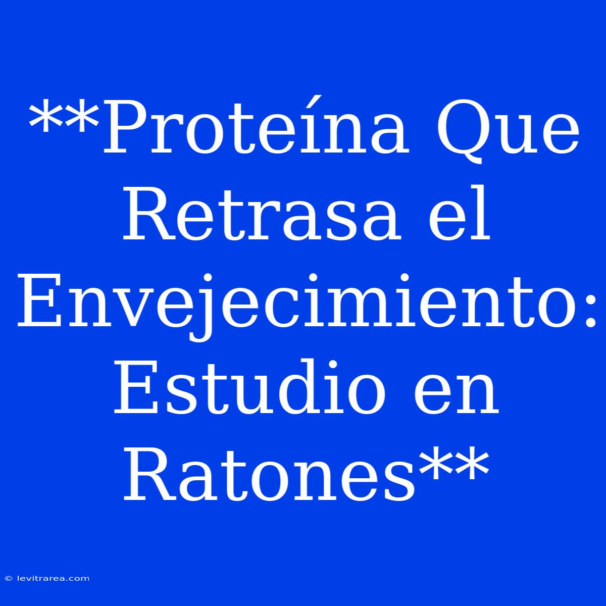 **Proteína Que Retrasa El Envejecimiento: Estudio En Ratones** 