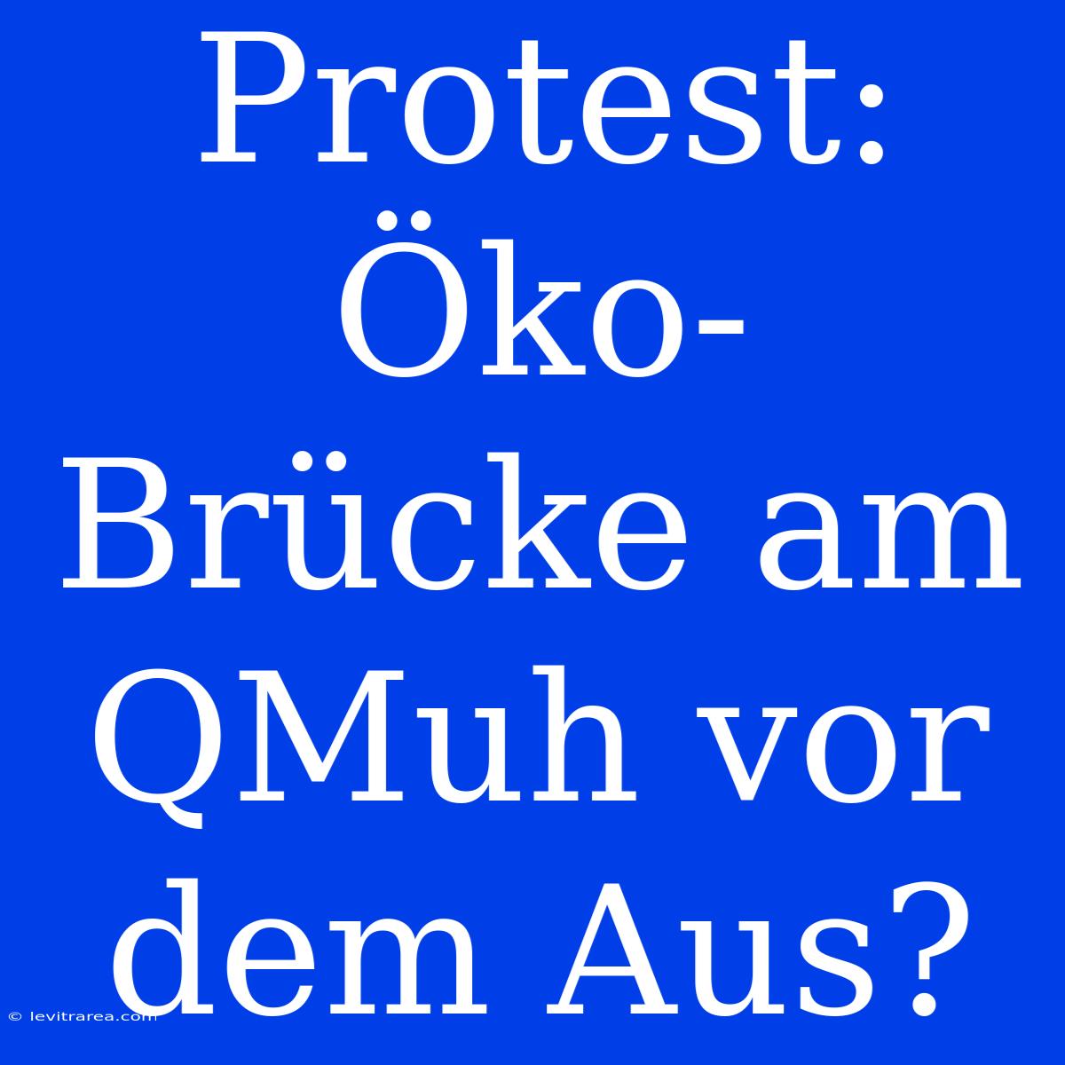 Protest: Öko-Brücke Am QMuh Vor Dem Aus? 