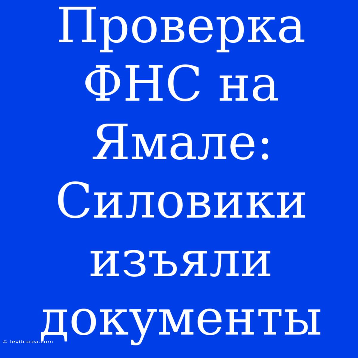 Проверка ФНС На Ямале: Силовики Изъяли Документы