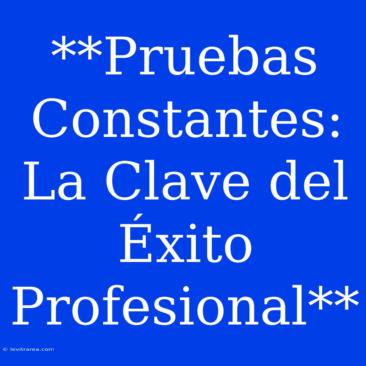 **Pruebas Constantes: La Clave Del Éxito Profesional**