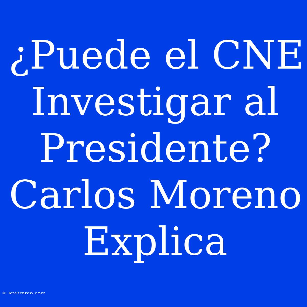 ¿Puede El CNE Investigar Al Presidente? Carlos Moreno Explica