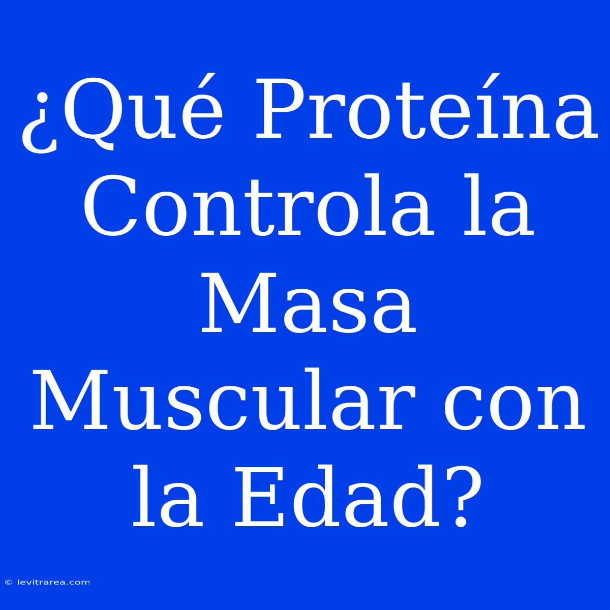 ¿Qué Proteína Controla La Masa Muscular Con La Edad?