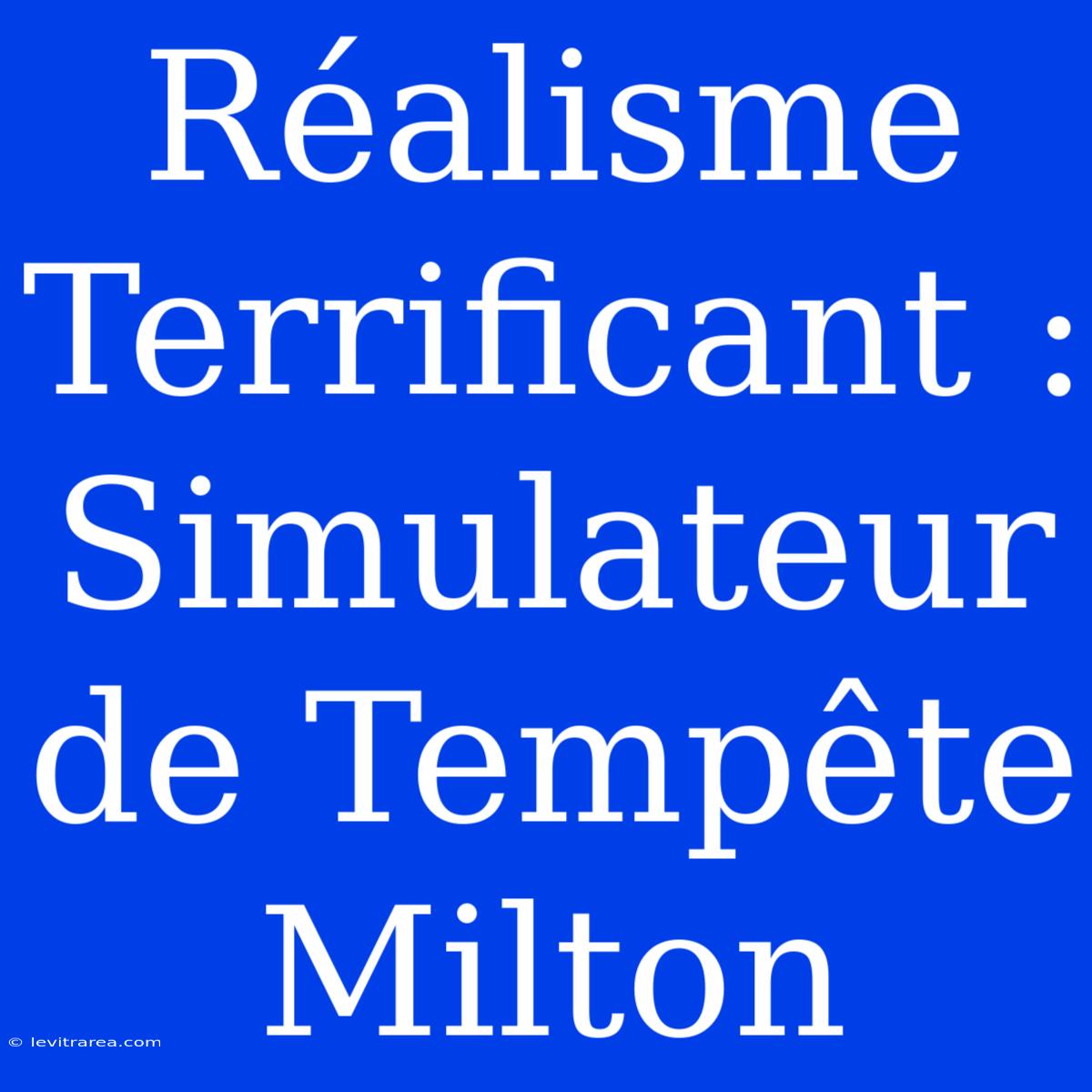 Réalisme Terrificant : Simulateur De Tempête Milton