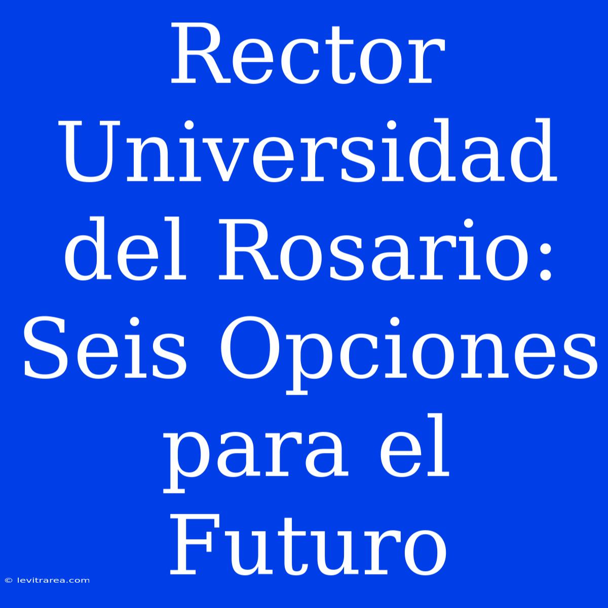 Rector Universidad Del Rosario: Seis Opciones Para El Futuro