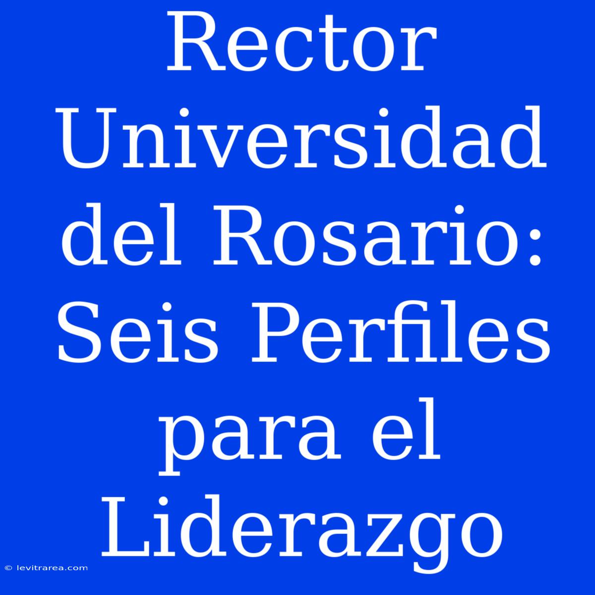 Rector Universidad Del Rosario: Seis Perfiles Para El Liderazgo 