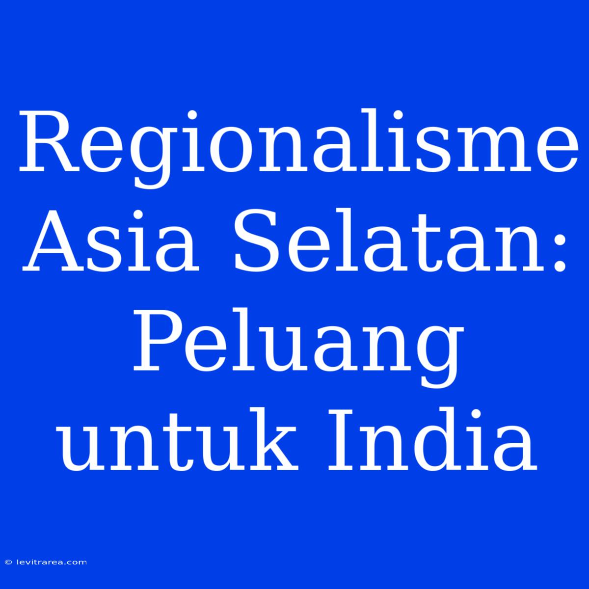 Regionalisme Asia Selatan: Peluang Untuk India