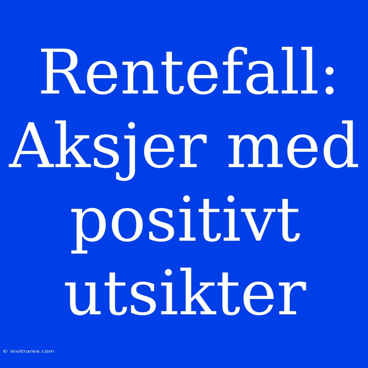 Rentefall: Aksjer Med Positivt Utsikter