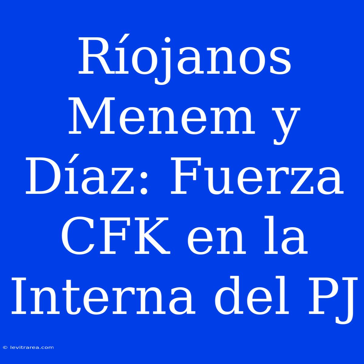 Ríojanos Menem Y Díaz: Fuerza CFK En La Interna Del PJ