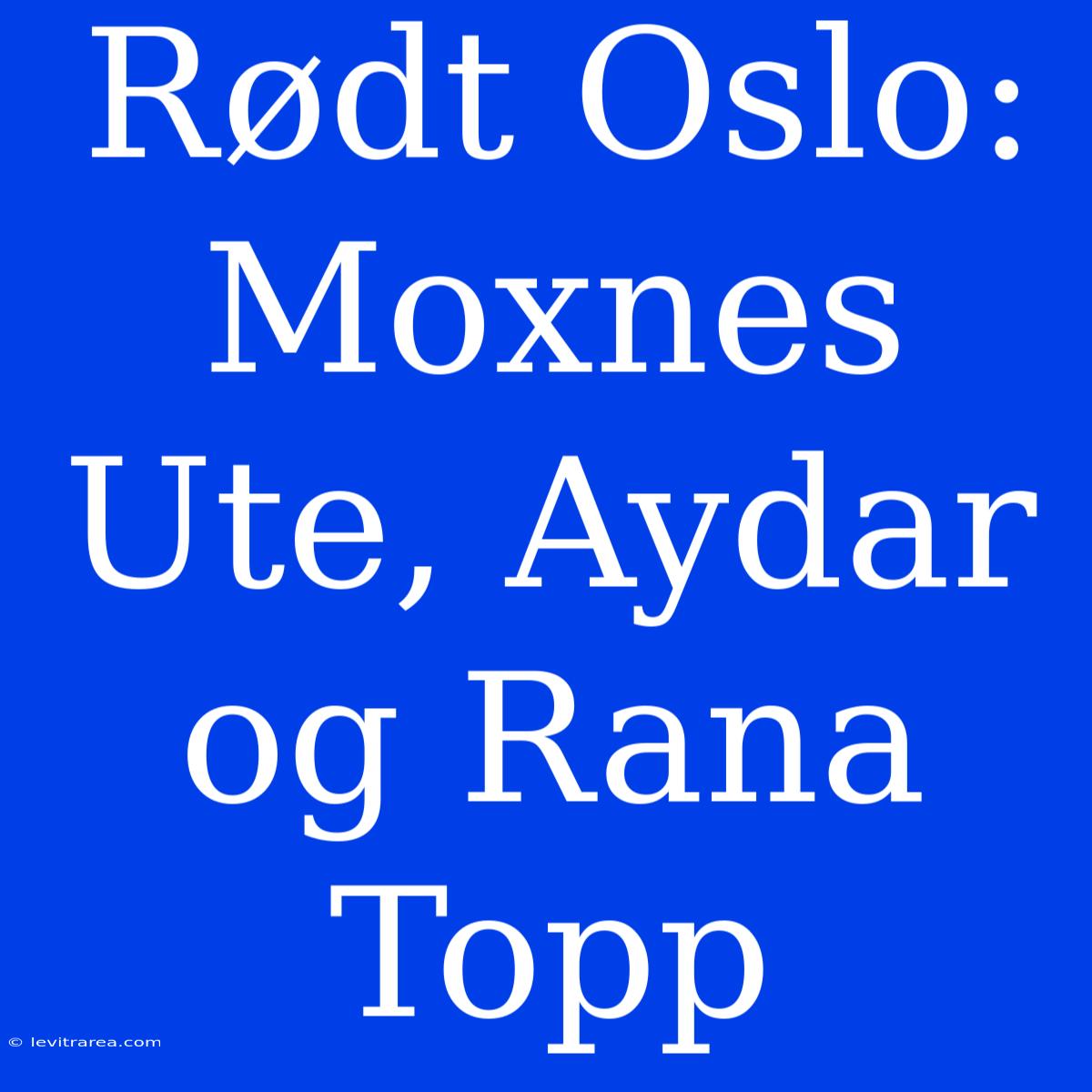 Rødt Oslo: Moxnes Ute, Aydar Og Rana Topp