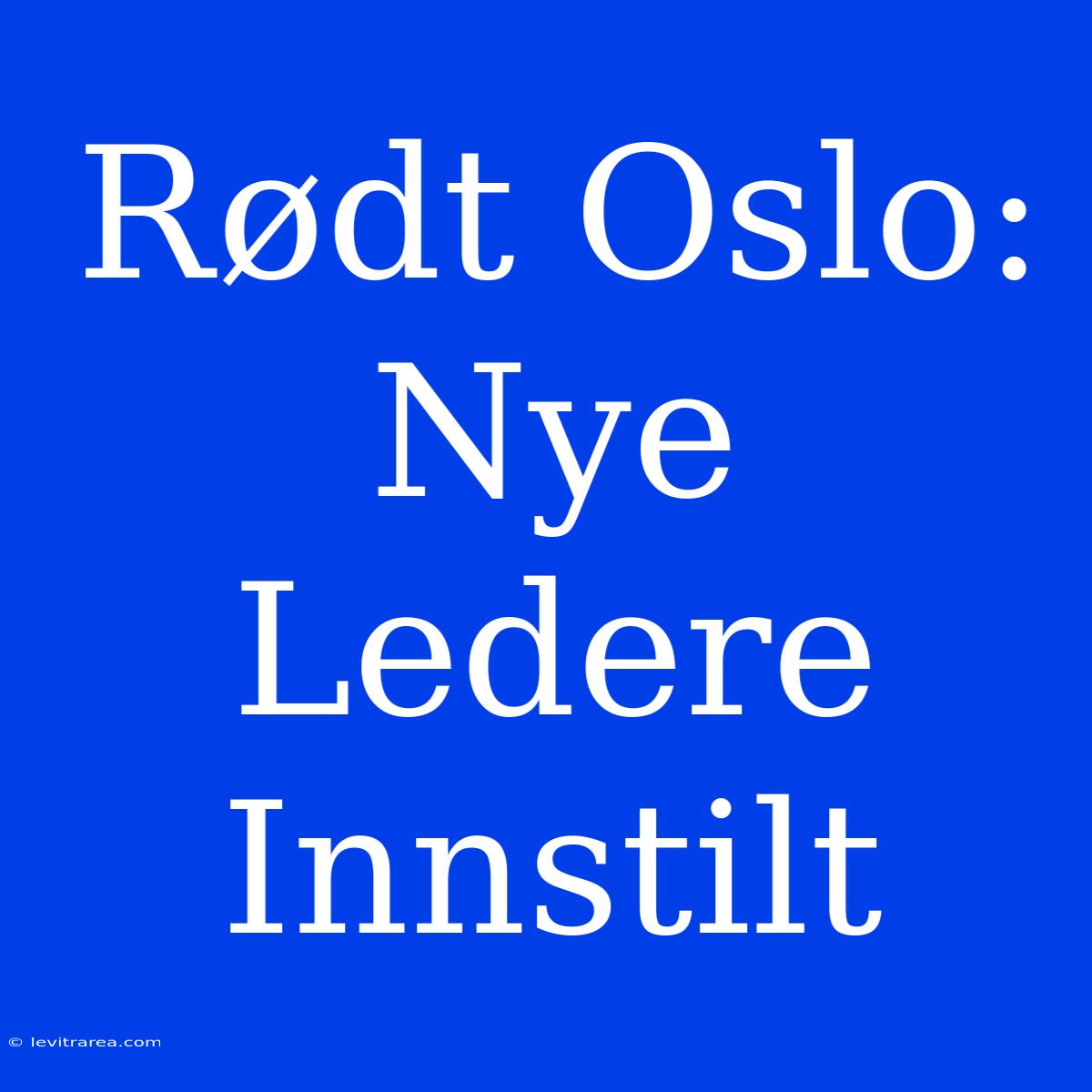 Rødt Oslo: Nye Ledere Innstilt 