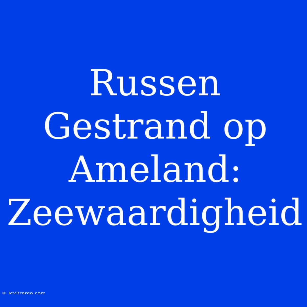 Russen Gestrand Op Ameland: Zeewaardigheid 