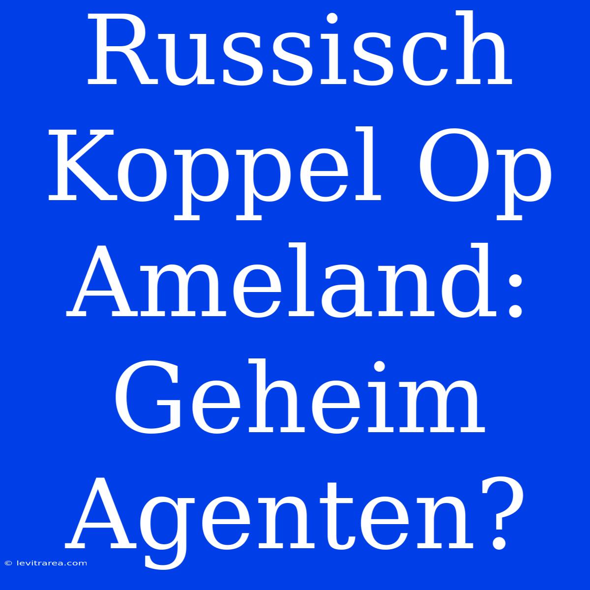 Russisch Koppel Op Ameland: Geheim Agenten?