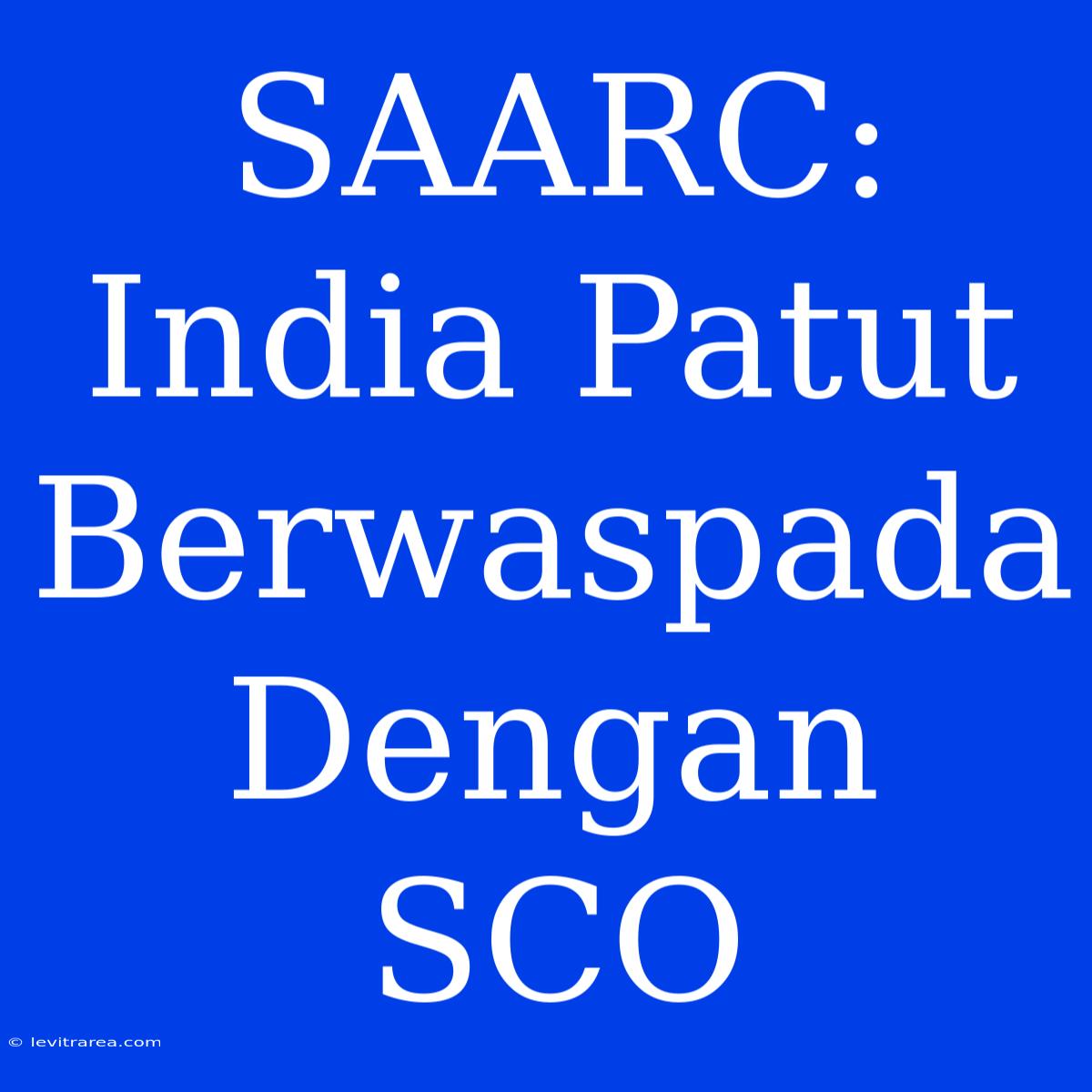 SAARC: India Patut Berwaspada Dengan SCO