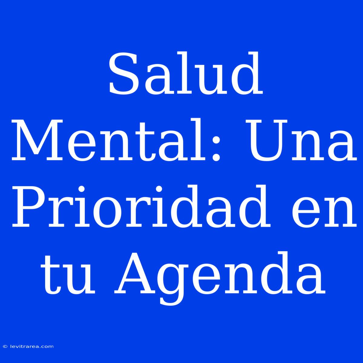 Salud Mental: Una Prioridad En Tu Agenda