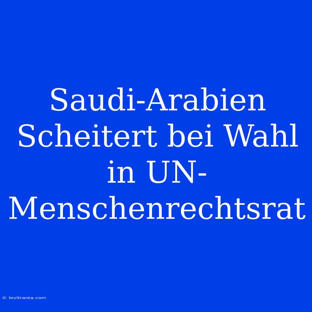 Saudi-Arabien Scheitert Bei Wahl In UN-Menschenrechtsrat