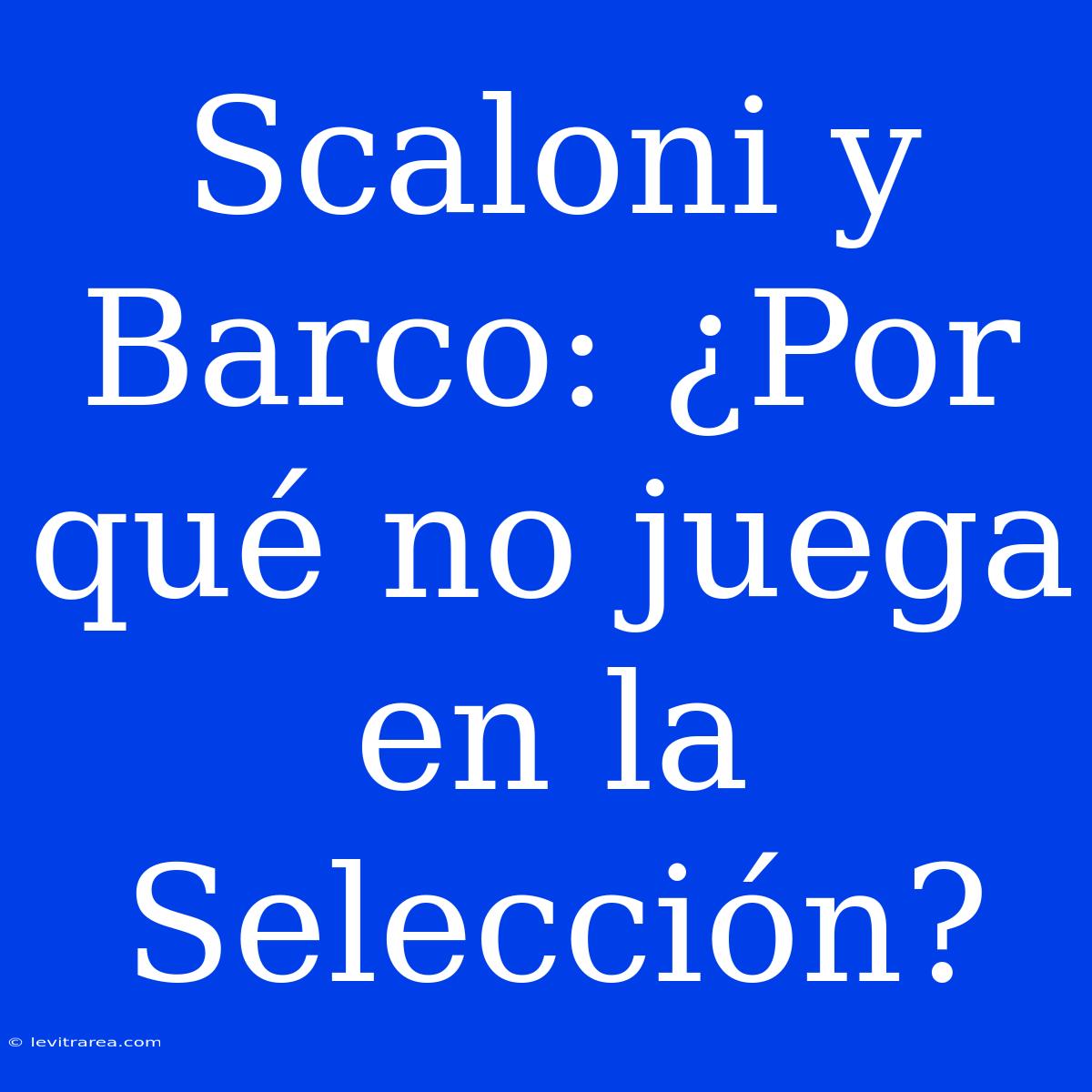 Scaloni Y Barco: ¿Por Qué No Juega En La Selección?