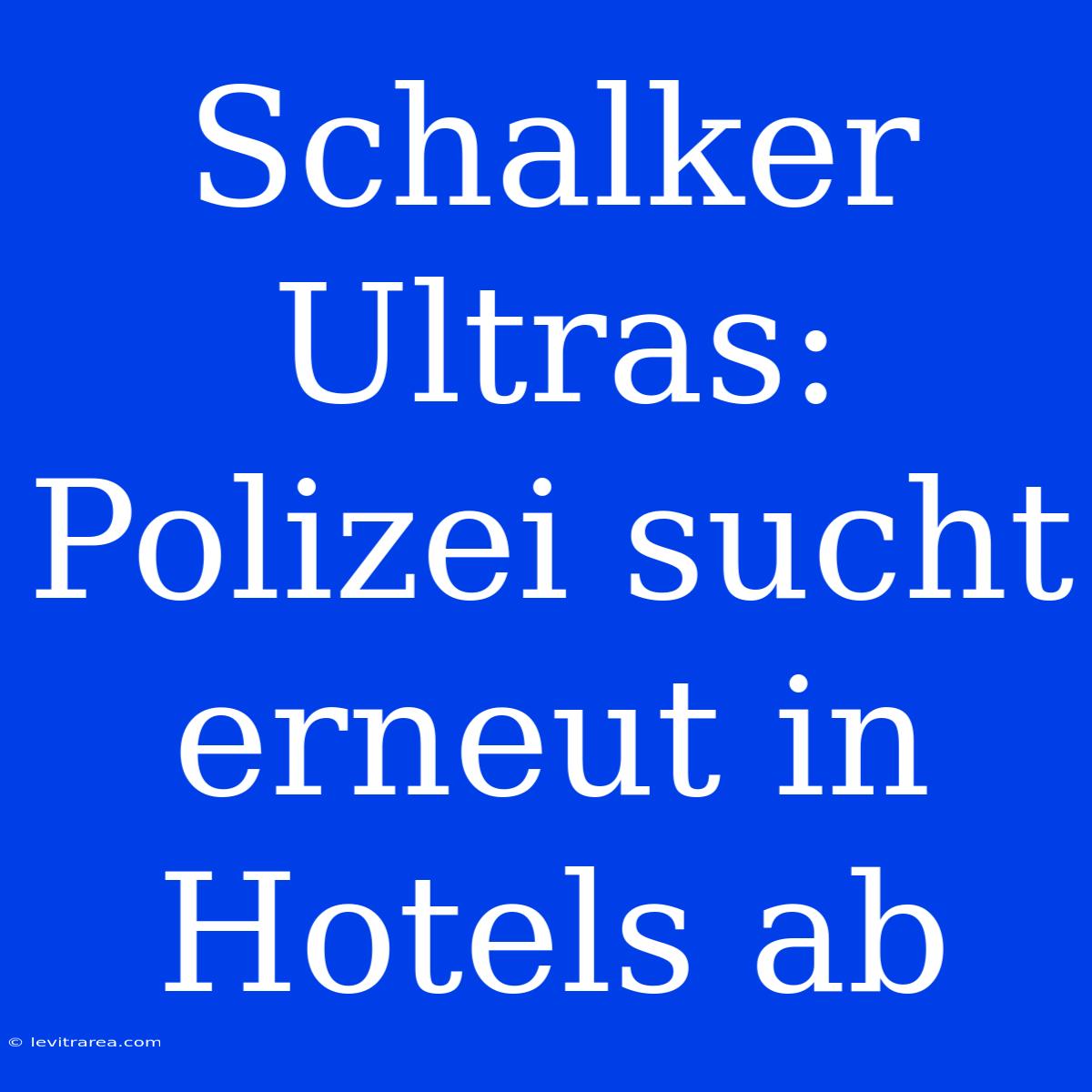 Schalker Ultras: Polizei Sucht Erneut In Hotels Ab 