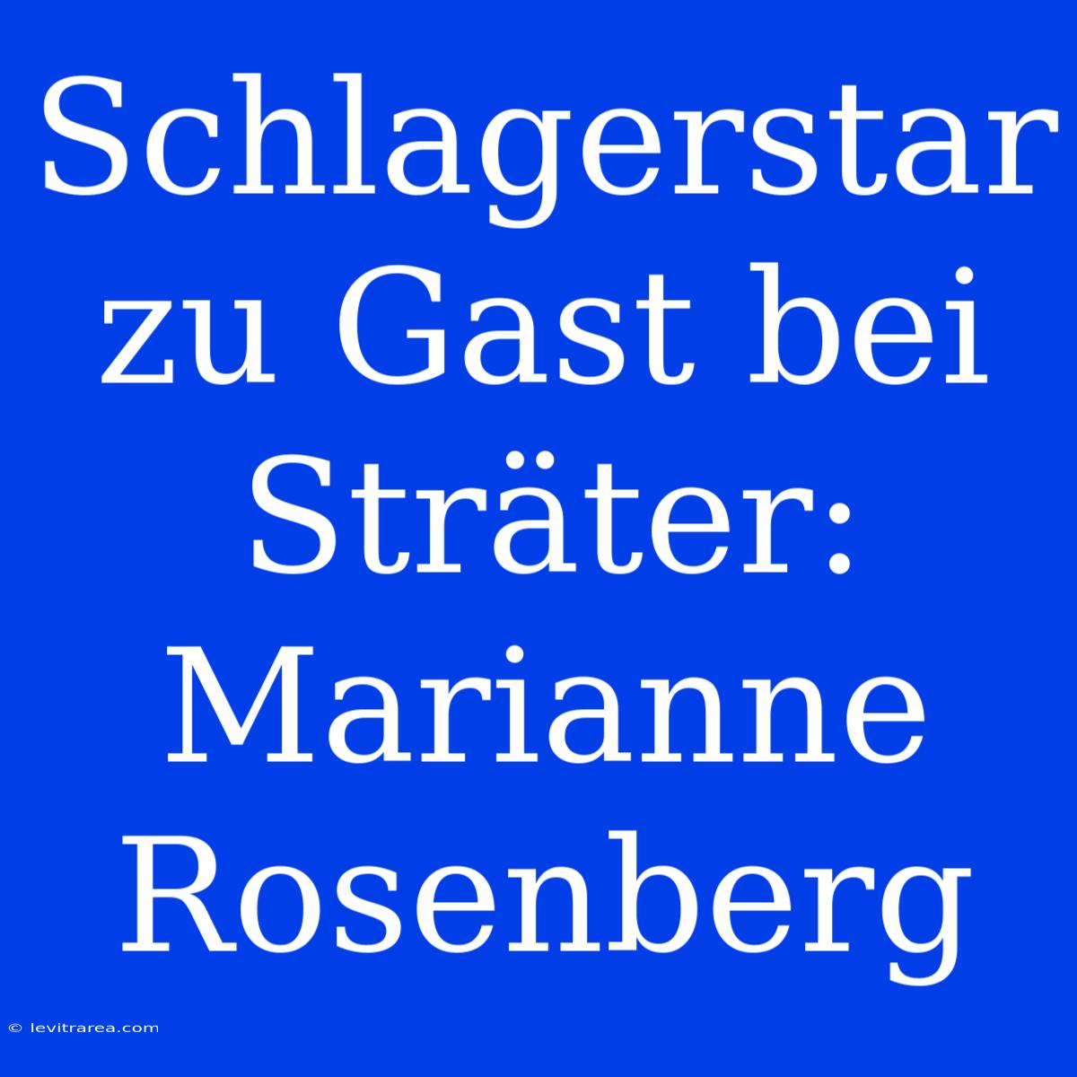 Schlagerstar Zu Gast Bei Sträter: Marianne Rosenberg