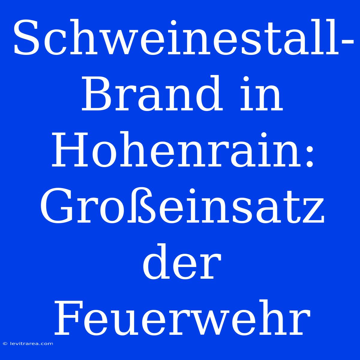 Schweinestall-Brand In Hohenrain: Großeinsatz Der Feuerwehr